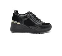 Stonefly 223233 Black Zapatillas para mujer de ante y piel con cordones, cremallera y cuña media, Negro , 39 EU