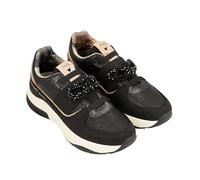 Deportivos Negros con Detalles Brillantes, Suela Ancha y Cómoda, Cordones Elásticos (Negro, Sistema Tallas Calzado EU, Adulto, Mujer, Números, Mediano, 39)
