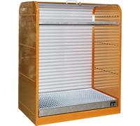 Depósito de acero con persianas para sustancias peligrosas eurokraft pro, para 6 bidones de 60 litros, 1 balda de rejilla