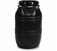 Deposito de Agua 220 litros. Bidon de plastico para Uso alimentario con Cierre de Rosca. Color Negro. Listo para Usar. Resistente.