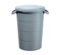 Depósito de agua de lluvia de 80 litros con tapa, color gris, cubo universal de plástico con asas de transporte, barril de lluvia multiusos para jardín