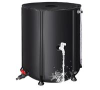 Depósito de agua plegable de 200 litros - Depósito de agua portátil con bajante, filtro, 2 grifos y rebosadero, barril de agua plegable para recogida de agua de lluvia, color negro