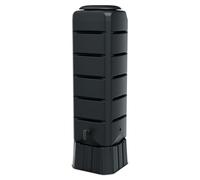 Depósito de lluvia rectangular antracita con grifo y correa de seguridad - 120 L - barril de lluvia de plástico gris 130 x 37 cm con soporte - Depósito de agua - Depósito de agua - Depósito de agua