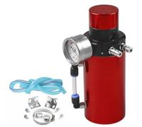 Depósito de refrigeración Respiradero del depósito del tanque de captura de aceite del motor + manómetro + manguera azul/rojo/plata/negro(Red)