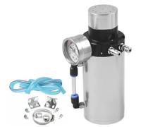 Depósito de refrigeración Respiradero del depósito del tanque de captura de aceite del motor + manómetro + manguera azul/rojo/plata/negro(C)