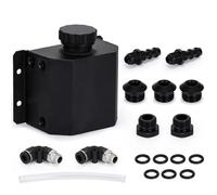 Depósito de refrigeración Tanque de depósito lata captura aceite aluminio 1L con tapón drenaje, tanque respiradero, TK57 combustible(Black)