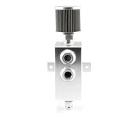 Depósito de refrigeración Tanque de lata de captura de aceite para coche de 1L/2L desconcertado 10AN con respiradero y grifo de drenaje, depósito de forma cuadrada(2L Silver)