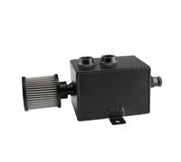 Depósito de refrigeración Tanque de lata de captura de aceite para coche de 1L/2L desconcertado 10AN con respiradero y grifo de drenaje, depósito de forma cuadrada(1L Black)