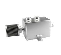 Depósito de refrigeración Tanque de lata de captura de aceite para coche de 1L/2L desconcertado 10AN con respiradero y grifo de drenaje, depósito de forma cuadrada(1L Silver)