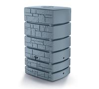 Depósito para agua de lluvia Tower Stone 500L | 58,3 x 77,5 x 130 cm | 4 puntos de fijación | Incluye grifo y sistema de recogida de agua | Cisterna de jardín | Color gris diseño moderno