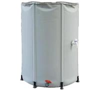 Depósito portátil de recogida de agua de lluvia, barril de agua de 500 litros con parte superior de malla, bajante plegable, tapa para uso en jardín, color gris