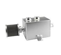 Depósito Refrigerante Depósito Tanque de aceite universal de aluminio para automóvil de 1L/2L, con deflector 10AN, respiradero y grifo de drenaje, forma cuadrada.(1L Silver)