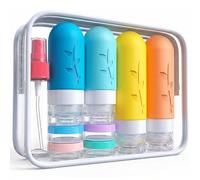 DEPOZA - Juego de 16 botellas de viaje - Recipientes de silicona a prueba de fugas aprobados por la TSA para artículos de cambiador, acondicionador, champú, loción y accesorios de lavado corporal, 16