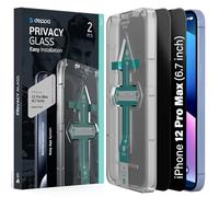 Deppa |2 Piezas| Privacidad Protector de Pantalla Para iPhone 12 Pro Max (6.7') de Cristal Templado [Cobertura Total] con Kit de Fácil Instalación - Vidrio Templado Película Anti Espía Privacy Opaco
