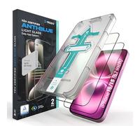 Deppa |2 Piezas| Protector de Pantalla Anti Luz Azul [Certificado] para iPhone 16/15 (6.1') [Cobertura Total] con Kit de Fácil Instalación - Protección Ocular Vidrio