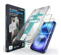Deppa |2 Piezas| Protector de Pantalla Anti Luz Azul [Certificado] para iPhone 16 Plus/15 Plus (6.7') [Cobertura Total] con Kit de Fácil Instalación - Protección Ocular Vidrio