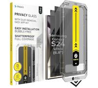 Deppa | 2 Piezas | Protector de Pantalla Privacidad para Samsung S24 Ultra (6,8") | Cristal Templado Antiespía con Marco de Instalación Fácil | Compatible con Huella Dactilar