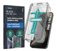 Deppa Protector de Pantalla para iPhone 15 Pro (6.1") | 2 Piezas | Vidrio Templado 9H | Cobertura Completa | Antiarañazos, Antihuellas, Alta Transparencia | Sin Burbujas | Instalación Fácil con Kit
