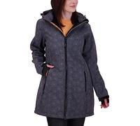 Deproc Active Keele Peak-Abrigo Corto Cortavientos con Capucha Desmontable para Mujer, con Forro de Softshell Chaqueta, Impresión Negro, 38