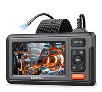 DEPSTECH Cámara de inspección endoscópica de doble lente, boroscopio HD con luz, pantalla IPS de 4,3 pulgadas, cámara serpiente de drenaje impermeable IP67, cable semirígido de 5 m para coche, paredes