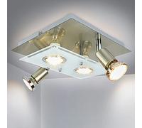 Depuley Plafón LED moderno, 4 focos de Dont 2 orientables&Flexible cuadrado, Focos de Plafond Metal Nickel-Sable, para salón, dormitorio