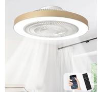 Depuley Ventilador de techo empotrado: Ventiladores de techo LED de perfil bajo de 20 pulgadas con luz para dormitorios - Ventilador sin aspas dorado con control mediante aplicación para cocinas