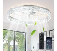 Depuley Ventiladores de techo con luces y mando a distancia: ventilador empotrable en techo de 20 pulgadas con 6 velocidades y 3CCT - 3000-6500 K regulable LED delier para dormitorio y salón - blanco