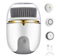 Depurador facial, cepillo de limpieza facial 2 modos Depurador eléctrico impermeable, limpiador de cepillo exfoliante recargable por USB con 3 cabezales para exfoliar