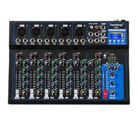 Depusheng HT7 Mezclador de audio Bluetooth portátil con USB DJ Sound-Mezclador MP3 hembra 48 V alimentación para grabación de ordenador, mezcladores de banda de 7 canales para grabación de estudio