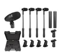 Depusheng Kit de micrófono de tambor, juego de 7 piezas de micrófono dinámico con cable de metal completo para platillos de bajo/Tom/Snare/Hi-hat, con funda de transporte, soportes y clips roscados