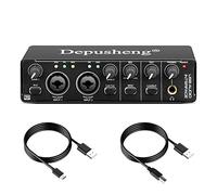 Depusheng RX2 Interfaz de audio USB grabación de computadora Tarjeta de Sonido Audio Studio Audio Interface puede conectar la grabación de guitarra de microfono de condensador de 48V