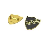 Deputy Head Girl Shield Insignias de latón y esmalte, chapado en oro, multicolor, 10 x 8 cm, pines escolares con montaje de pines, tema académico, paquete de 2, talla única, Latón y esmalte