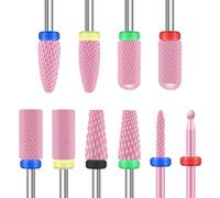 Depvko 10 brocas de cerámica para uñas, profesional de 3/32 pulgadas para manicura y pedicura, juego de tecnología de uñas para uñas de gel acrílico removedor de cutículas Efile broca de seguridad