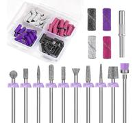 Depvko 10 brocas de diamante para uñas, broca para cutícula para taladro de uñas Efile con 40 bandas de lijado pequeñas (#120#180#240) y broca de mandril, herramienta de eliminación de acrílico kit