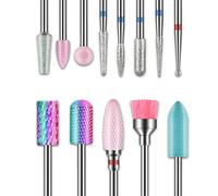 Depvko 13 brocas para uñas, brocas de 3/32 pulgadas para uñas, juego de brocas rusas para cutículas y brocas eléctricas de carburo de tungsteno para uñas, manicura, pedicura, salón en casa