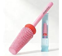 Depvko 5 en 1 Brocas para uñas, 3/32" carburo tungsteno fresas torno para uñas, profesionales broca unhas con rotación bidireccional para remover gel y manicura pedicura (Clásica 5 en 1- Rosa, Fina-F)