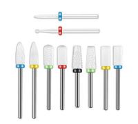 Depvko Juego de 10 brocas de cerámica fresas torno para uñas, brocas profesionales de 3/32'' para removedor de cutículas de uñas para máquina de lima de uñas eléctrica de manicura y pedicura acrílica
