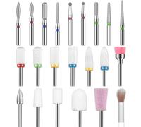 Depvko Juego de 22 brocas para uñas profesionales, 3/32'' fresas torno para uñas cerámica diamante brocas torno uñas, removedor de cutículas para taladro de uñas de gel acrílico, manicura y pedicura