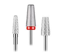 Depvko - Juego de 3 brocas para uñas, 5 en 1 para uñas de 3/32 pulgadas, barril cónico y forma de cono de carburo para removedor de acrílico o gel