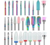 Depvko Juego de 30 brocas de uñas, brocas de cerámica para Uñas de 3/32 pulgadas para juegos de uñas, acrílico fresas torno para uñas, salón, herramientas de manicura y pedicura (vienen con 3 cajas)
