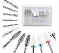 Depvko - Juego de brocas para uñas, 3 piezas de carburo de tungsteno + 3 piezas de cerámica + 6 diamantes + 1 cepillo, 0,2 cm para manicura, pedicura, salón en casa