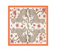 DEPYEE 1pc bufanda bufandas cuadradas envuelve pañuelo con estampado de leopardo mancha de seda Hijab(FS009 ORANGE)