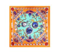 DEPYEE 1pc bufanda bufandas cuadradas envuelve pañuelo con estampado de leopardo mancha de seda Hijab(FS007 ORANGE)