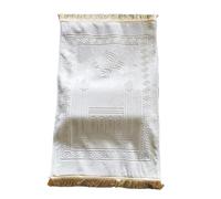 DEPYEE Alfombra for el hogar y la Sala de Estar, tapete de oración con Estampado Grueso, Antideslizante, cómoda y Alargada, 8cm, 1 ud.(Off White)