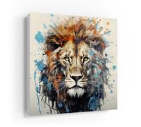 DEQOART Caja para llaves blanca | 30 x 30 cm | diseño de tormenta de colores del león | caja para llaves de cristal y metal | armario para llaves con 50 ganchos + 2 imanes | caja de diseño moderno