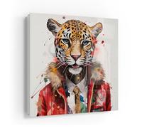 DEQOART Caja para llaves blanca | 30 x 30 cm | diseño elegante Jaguar | caja de cristal y metal para llaves con 50 ganchos + 2 imanes | caja de diseño moderno magnético y se puede escribir