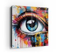 DEQOART Caja para llaves negra | 30 x 30 cm | diseño colorido profundidad del alma, caja para llaves de cristal y metal | armario para llaves con 50 ganchos + 2 imanes | moderna caja magnética y se