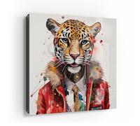 DEQOART Caja para llaves negra | 30 x 30 cm | diseño elegante Jaguar | Caja para llaves de cristal y metal | Armario para llaves con 50 ganchos + 2 imanes | Caja moderna magnética y se puede escribir