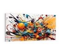 DEQOART Cuadro de cristal auténtico, diseño caos en armonía, horizontal, 100 x 50 cm, bonita decoración, mural para salón, dormitorio, pasillo y cocina, decoración moderna para pared