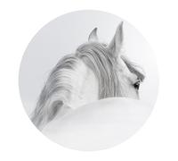 DEQORI Papel pintado redondo autoadhesivo de 120 cm de diámetro, diseño de caballo andaluz, lienzo textil, extraíble, decorativo y estable, para salón, oficina, pasillo o habitación infantil